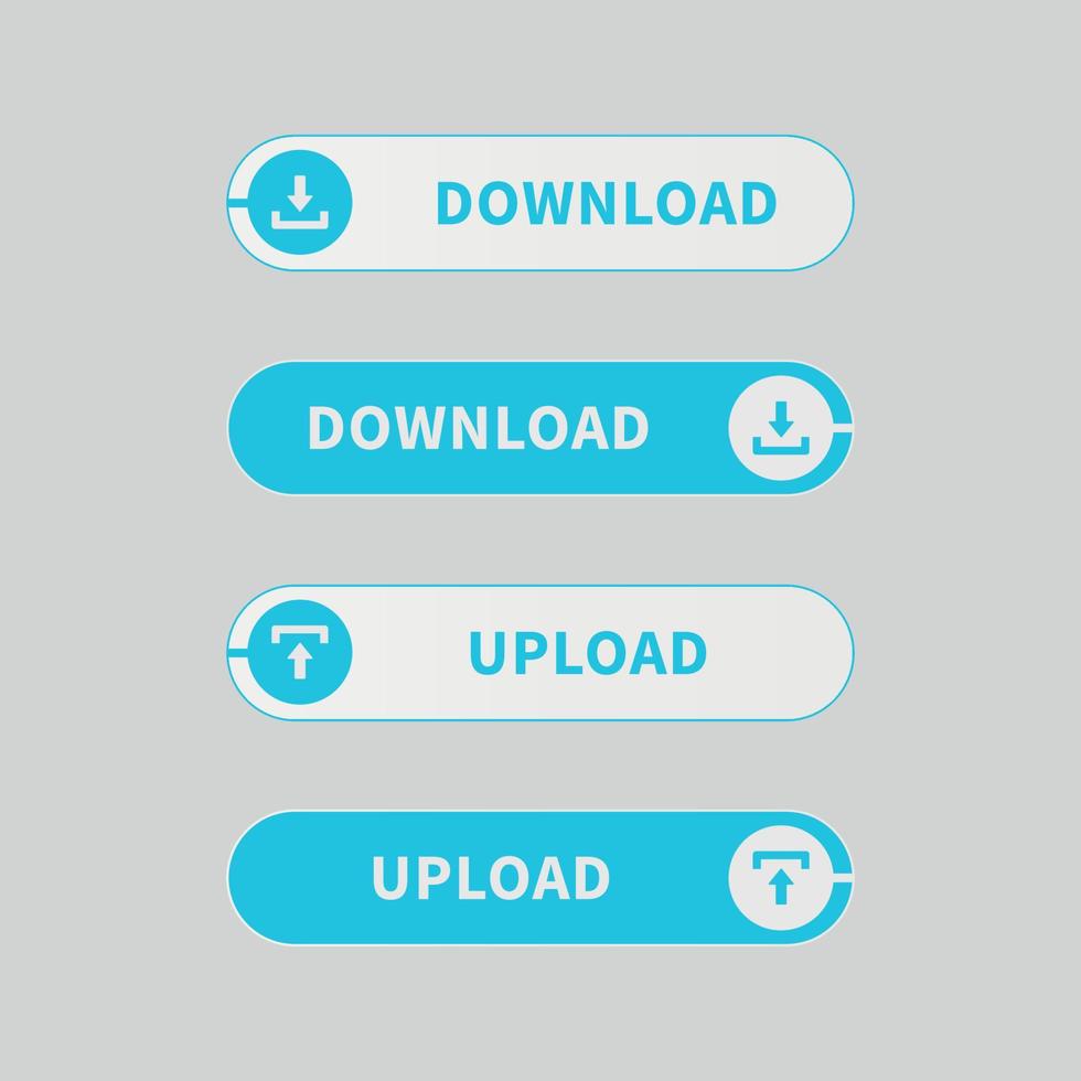 conjunto de botões de download e upload vector ui