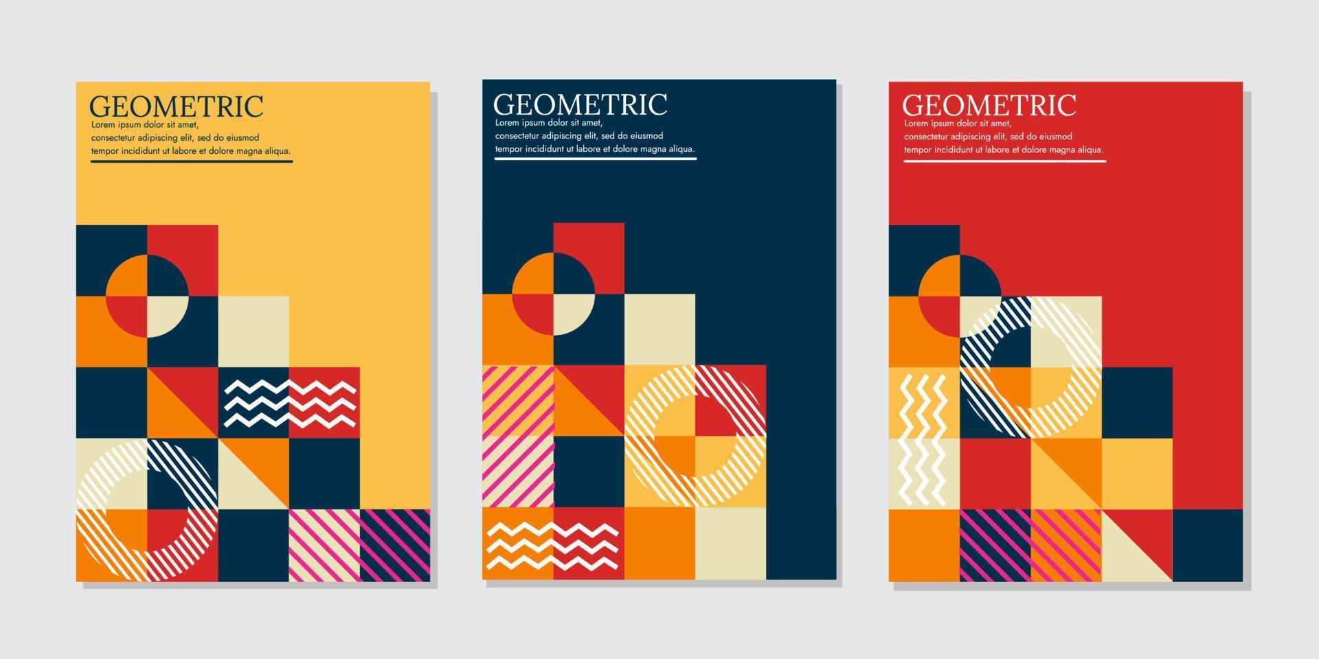 coleção de modelos de capa de identidade da empresa. conjunto de simulação de primeira página de orientação vertical de vetor de apresentação de negócios. capa de relatório corporativo pacote de layout de design de ilustração geométrica retrô abstrato