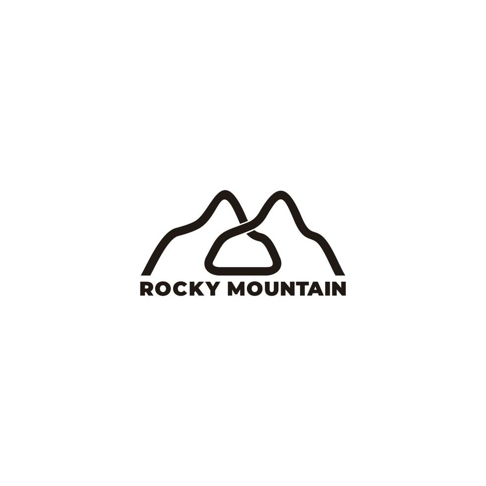 vetor de logotipo simples de linha de doodle de montanha rochosa