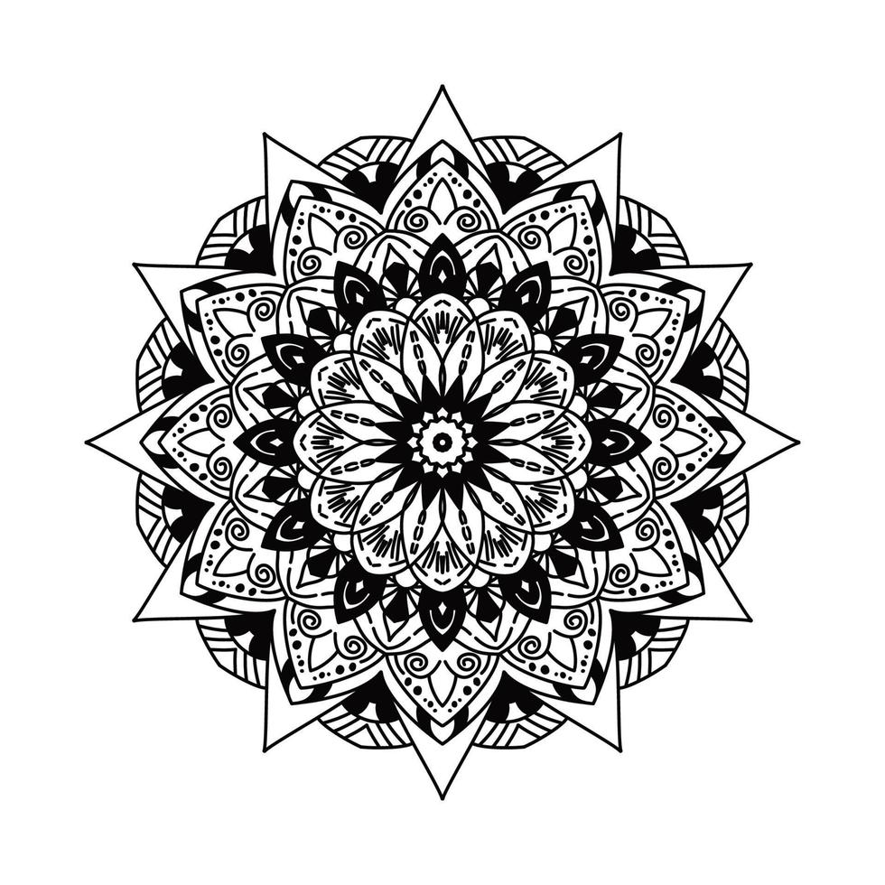 mandala preta para design. design de padrão circular mandala para henna, mehndi, tatuagem, decoração. ornamento decorativo em estilo étnico oriental. página do livro para colorir. vetor