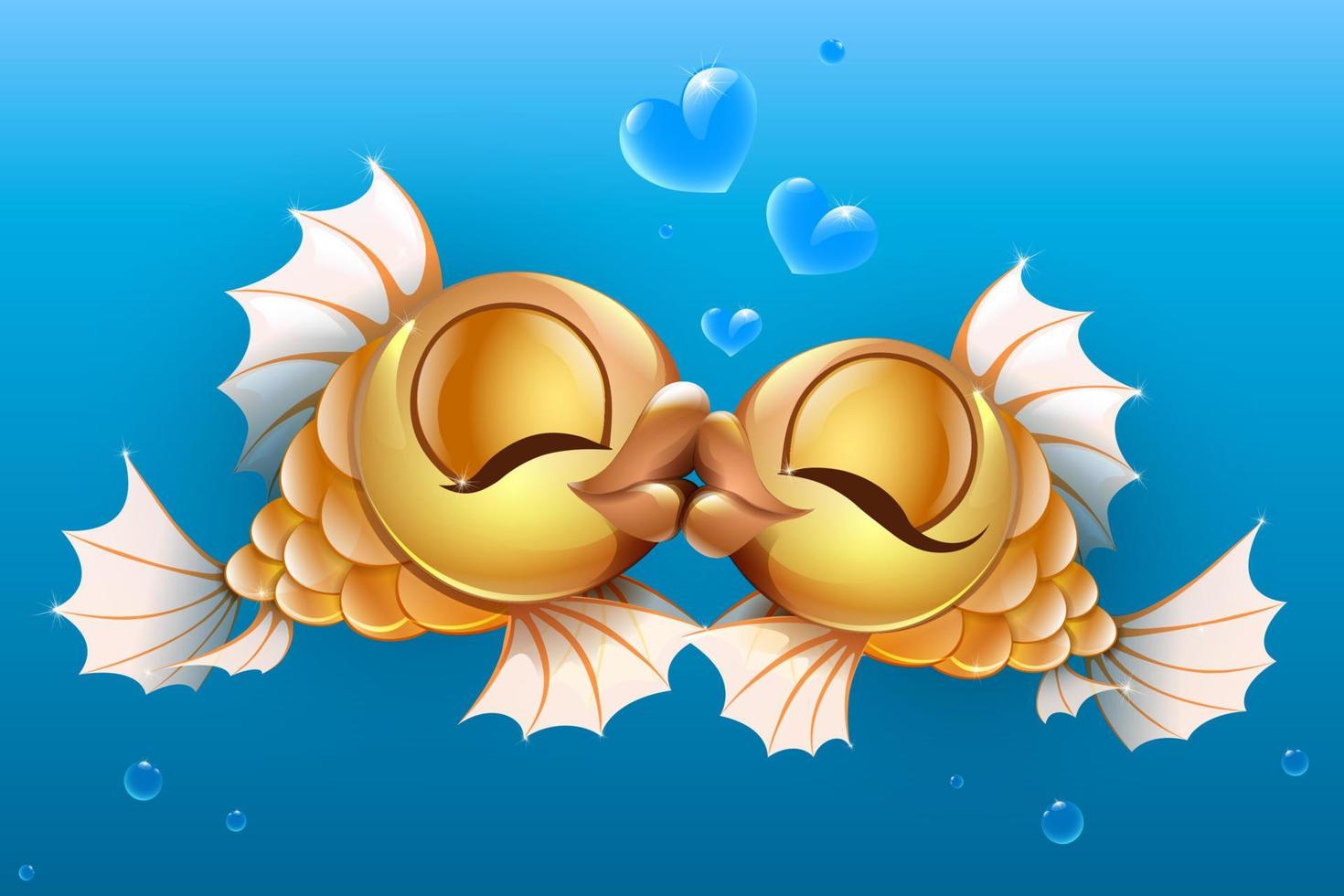 beijo de casal peixinho debaixo d'água vetor