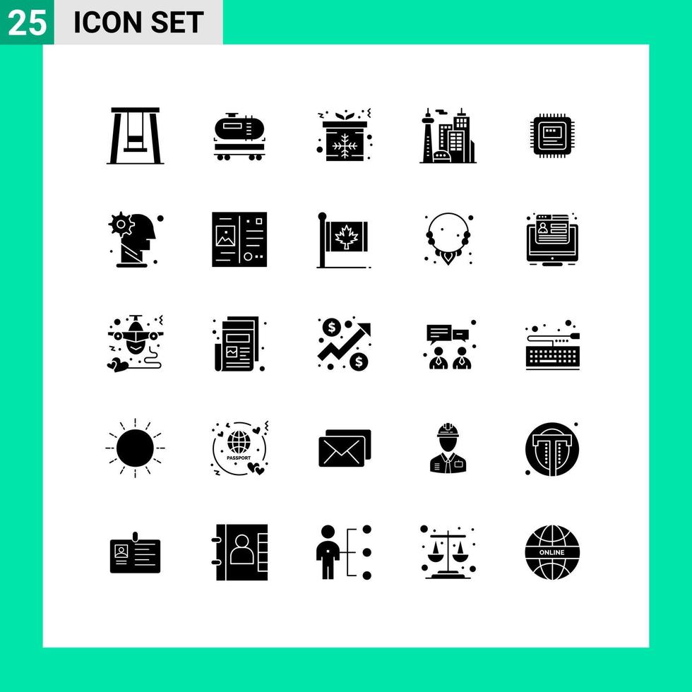 25 ícones criativos sinais e símbolos modernos de construção de palácio de caixa de cpu de computador elementos de design de vetores editáveis