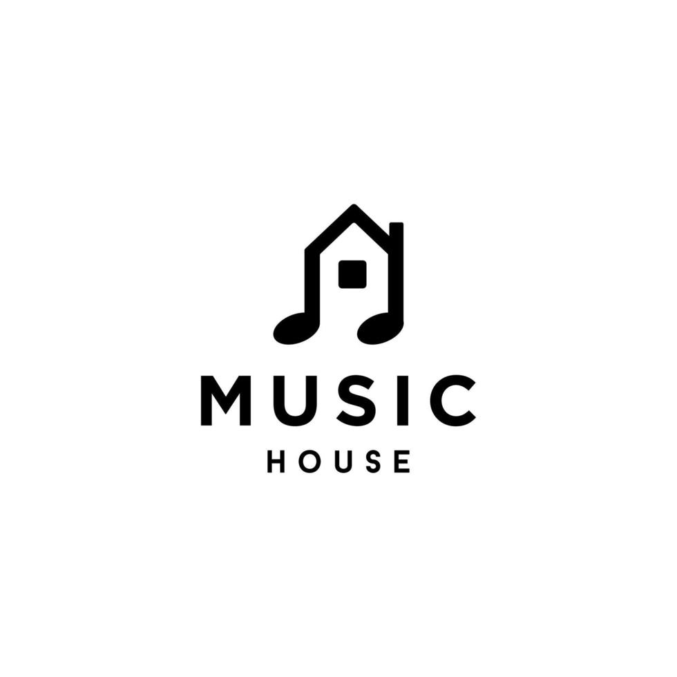 ícone do logotipo da música house em estilo minimalista moderno, vetor do logotipo do ícone da nota musical