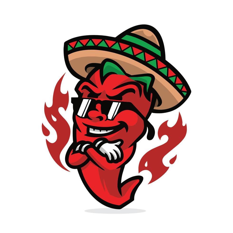 vetor premium de ilustração de mascote mexicano de pimenta malagueta