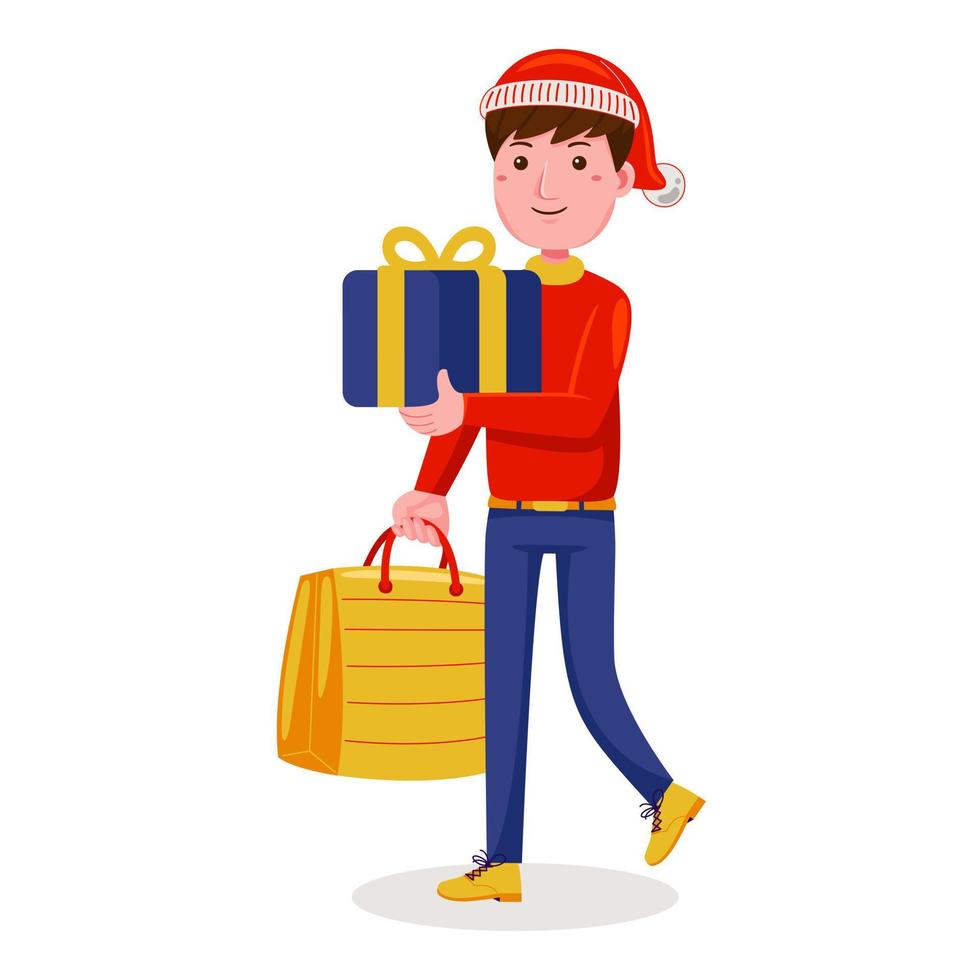 compras de natal em ilustração vetorial vetor