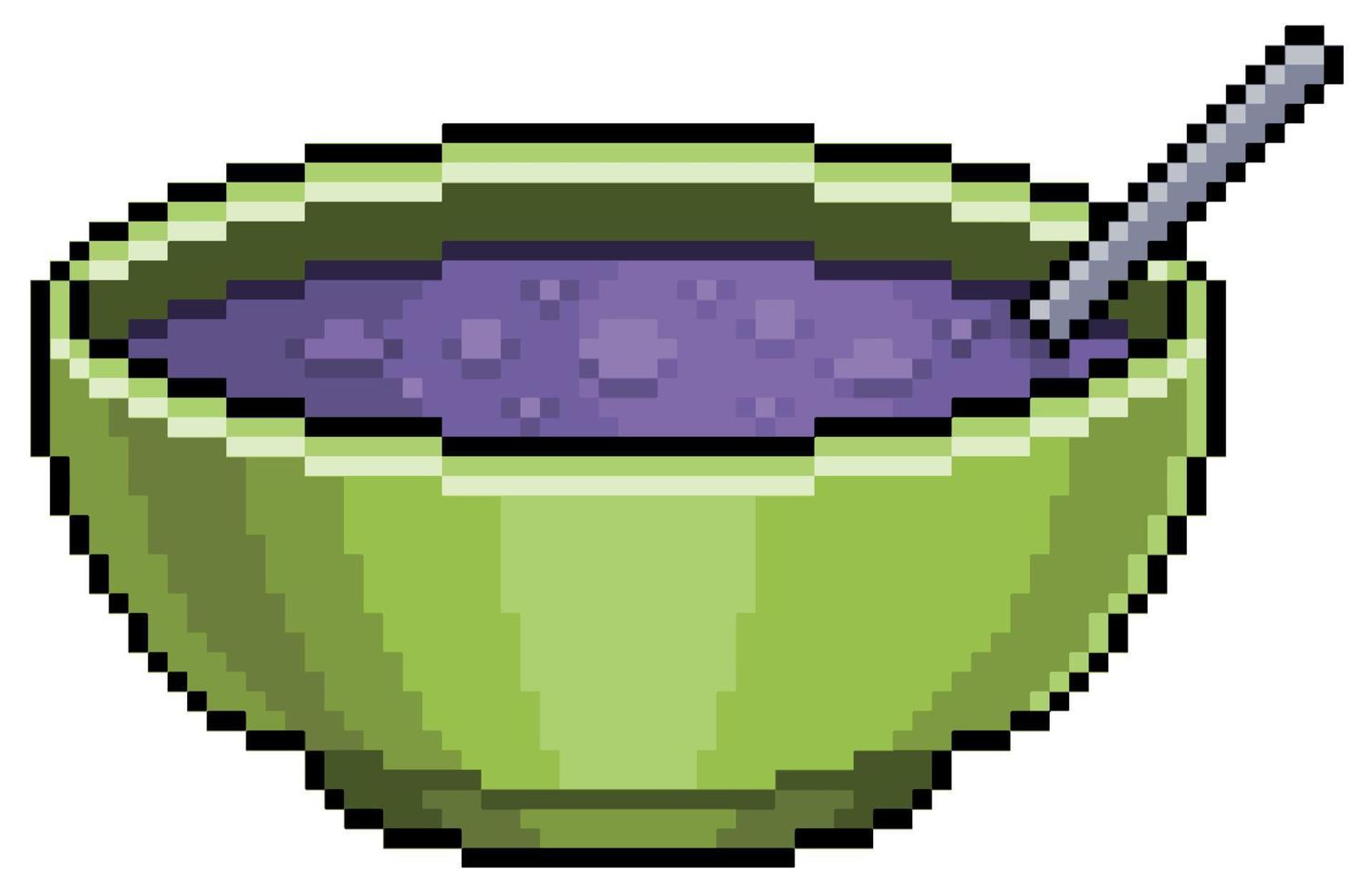 tigela de pixel art com ícone de vetor de comida brasileira de açaí para jogo de 8 bits em fundo branco