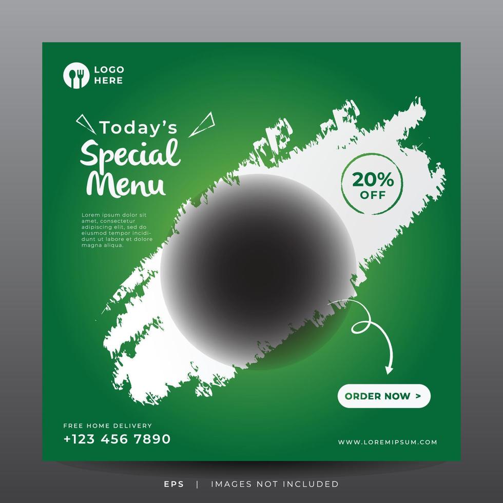 banner de menu de comida para modelo de mídia social vetor