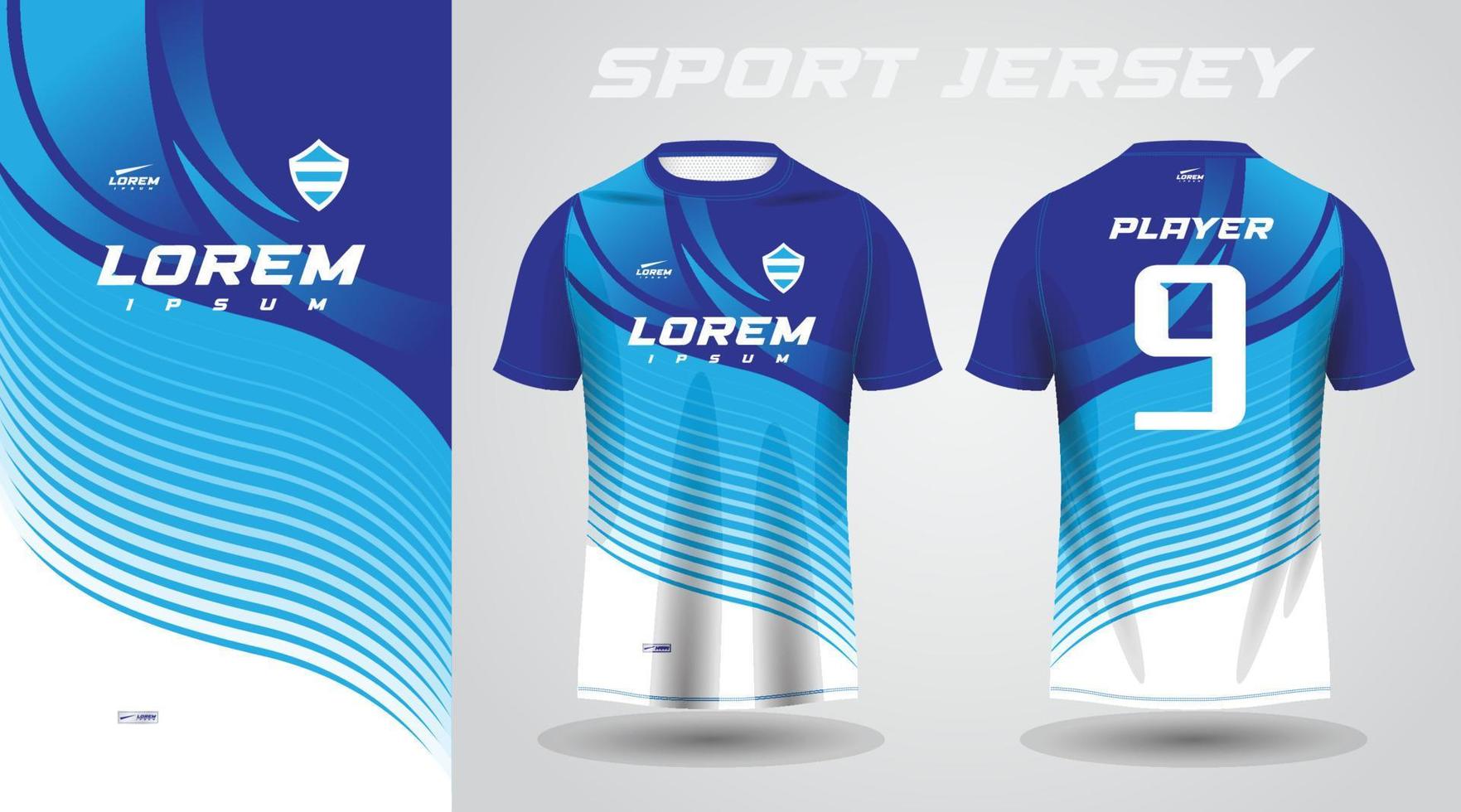 design de camisa esportiva de camisa azul vetor