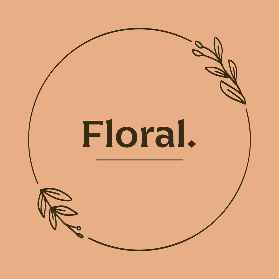 moldura floral redonda para espaço de cópia. ilustração de flor minimalista em estilo de design vintage vetor