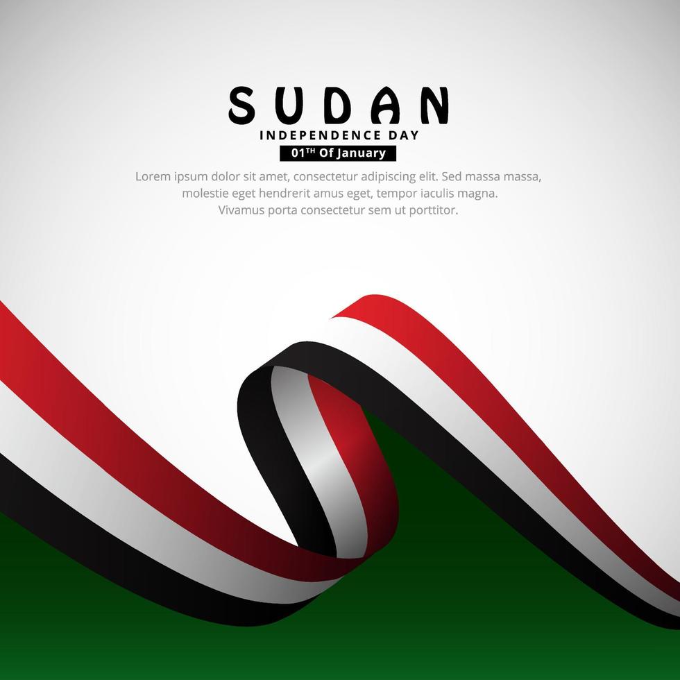 design moderno do dia da independência do sudão com vetor de bandeira ondulada. projeto do dia da unidade do sudão