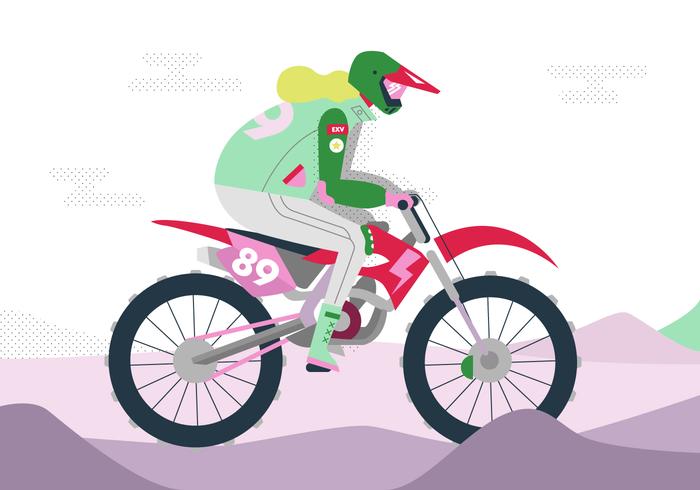 Ilustração plana plana do vetor de Motorcross