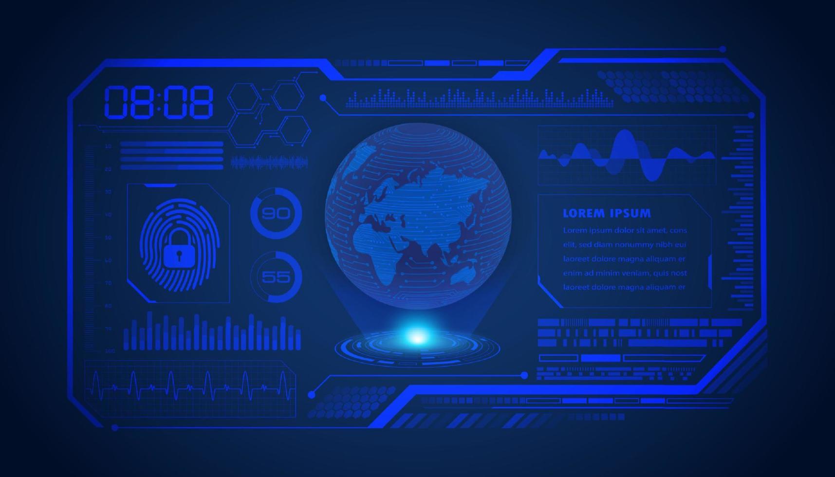 fundo de tela de tecnologia hud moderna com globo vetor