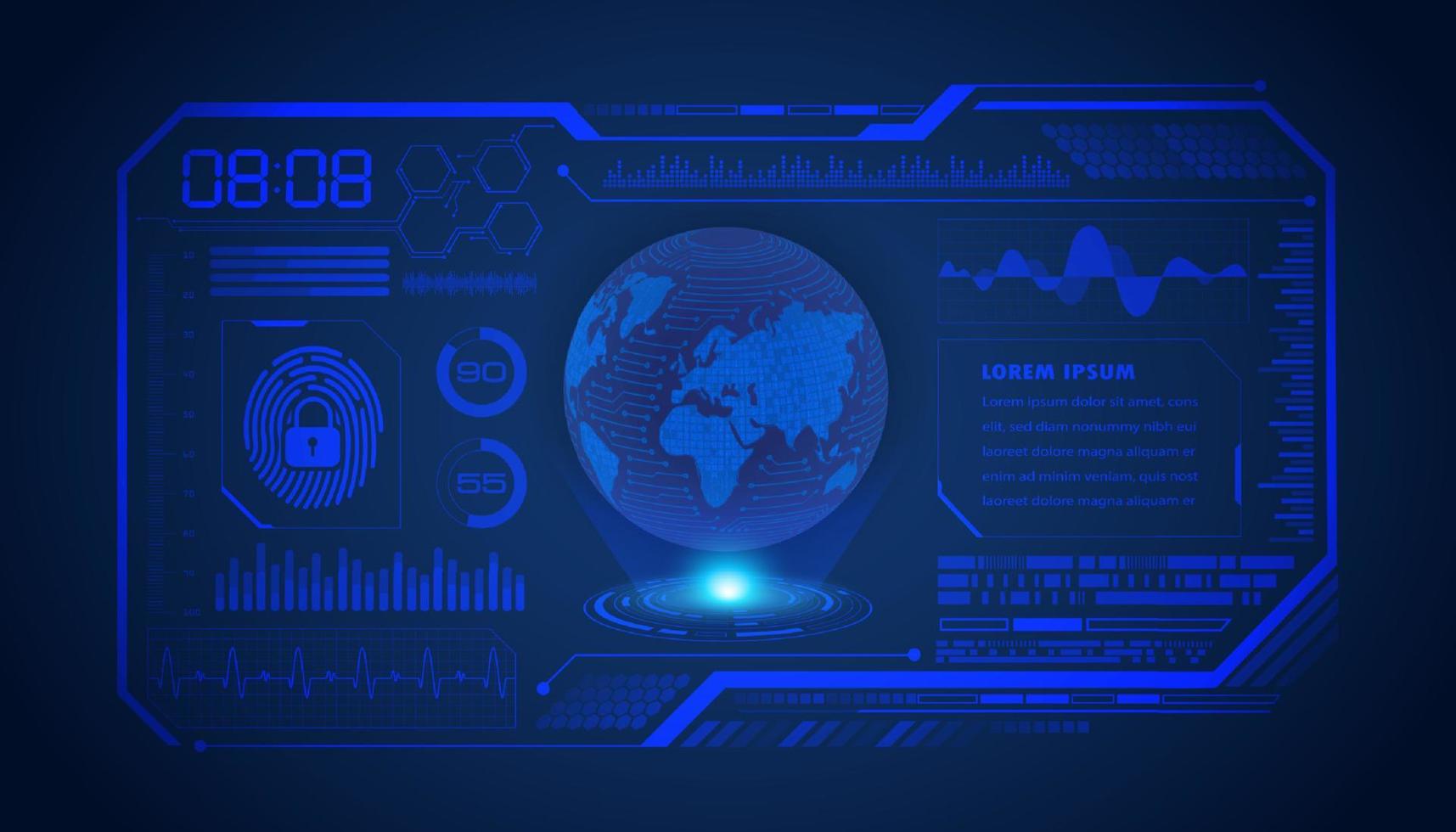 fundo de tela de tecnologia hud moderna com globo vetor