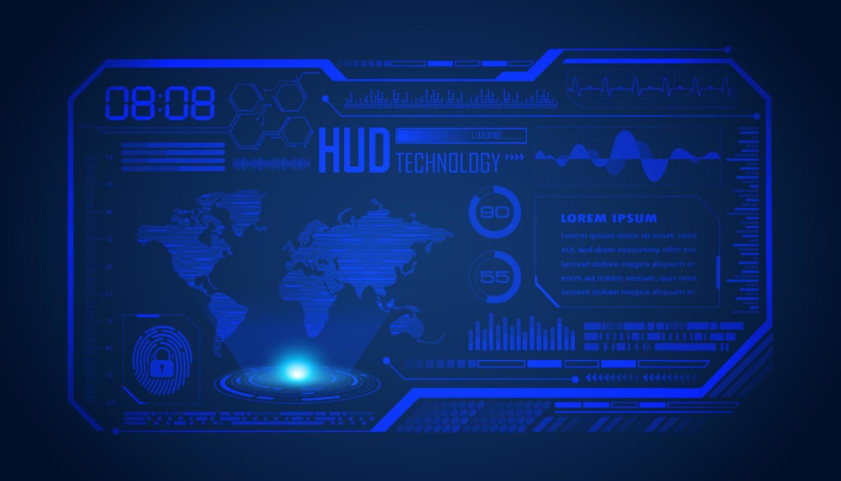 fundo de tela de tecnologia hud moderna vetor