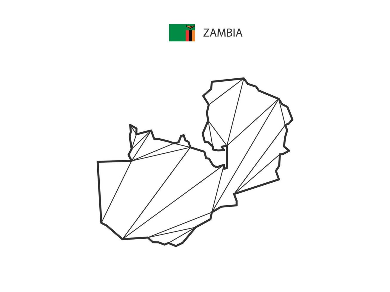 estilo de mapa de triângulos de mosaico da Zâmbia isolado em um fundo branco. design abstrato para vetor. vetor