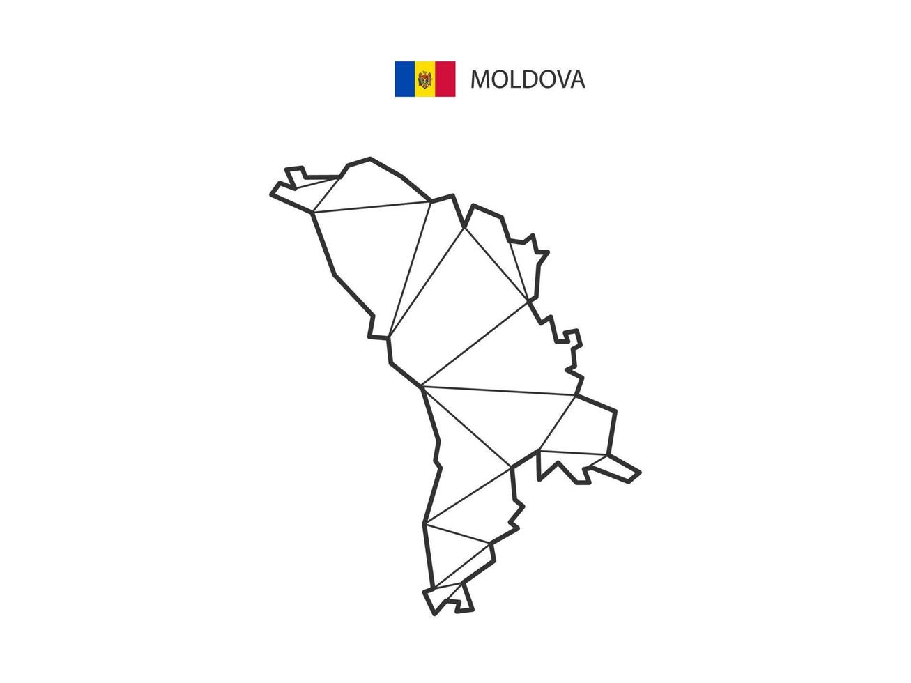 estilo de mapa de triângulos em mosaico da Moldávia isolado em um fundo branco. design abstrato para vetor. vetor