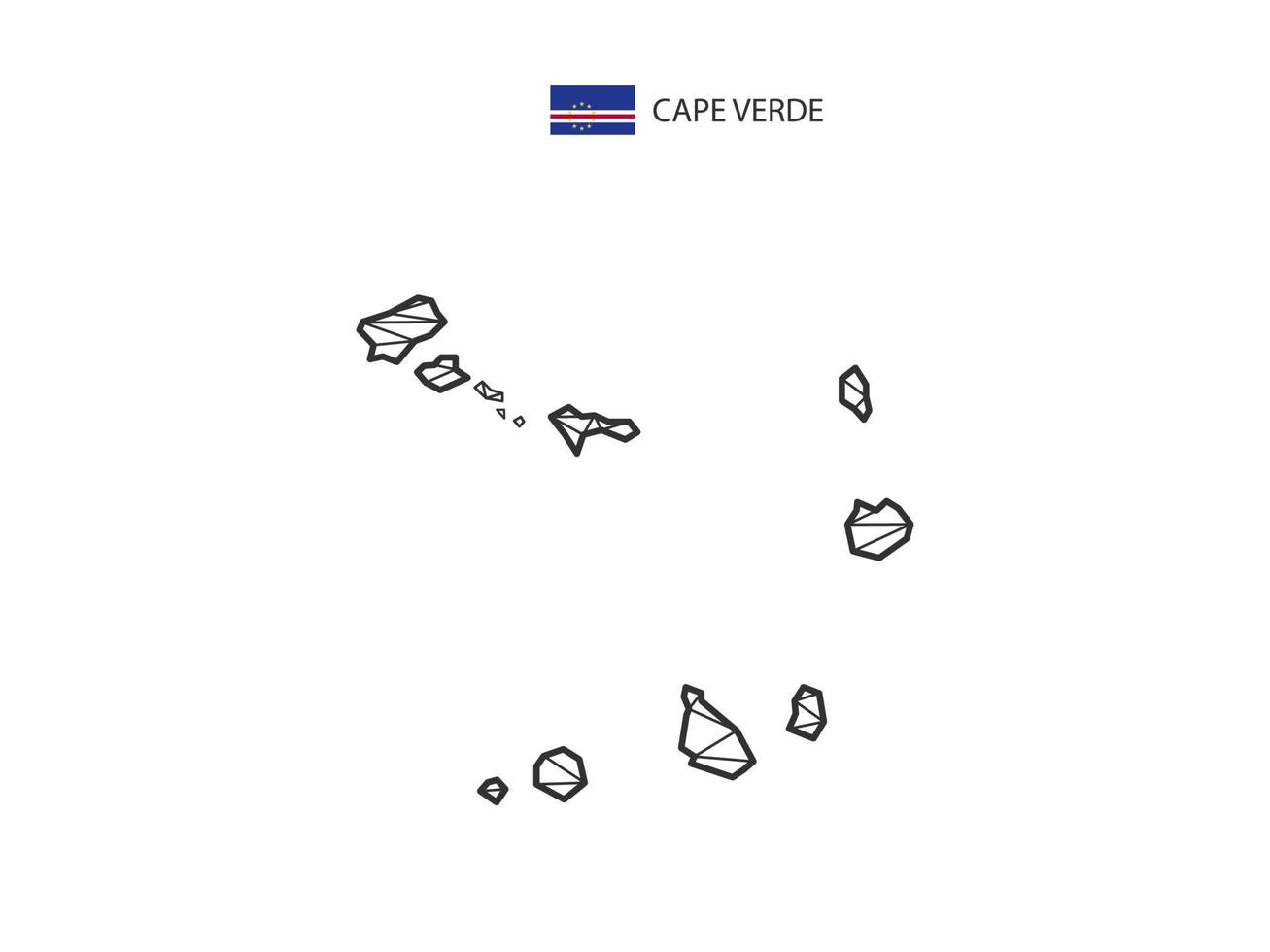 estilo de mapa de triângulos de mosaico de cabo verde isolado em um fundo branco. design abstrato para vetor. vetor