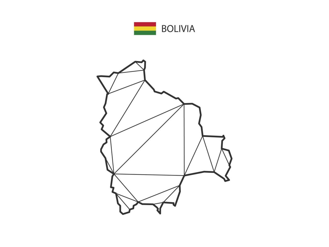 estilo de mapa de triângulos em mosaico da Bolívia isolado em um fundo branco. design abstrato para vetor. vetor
