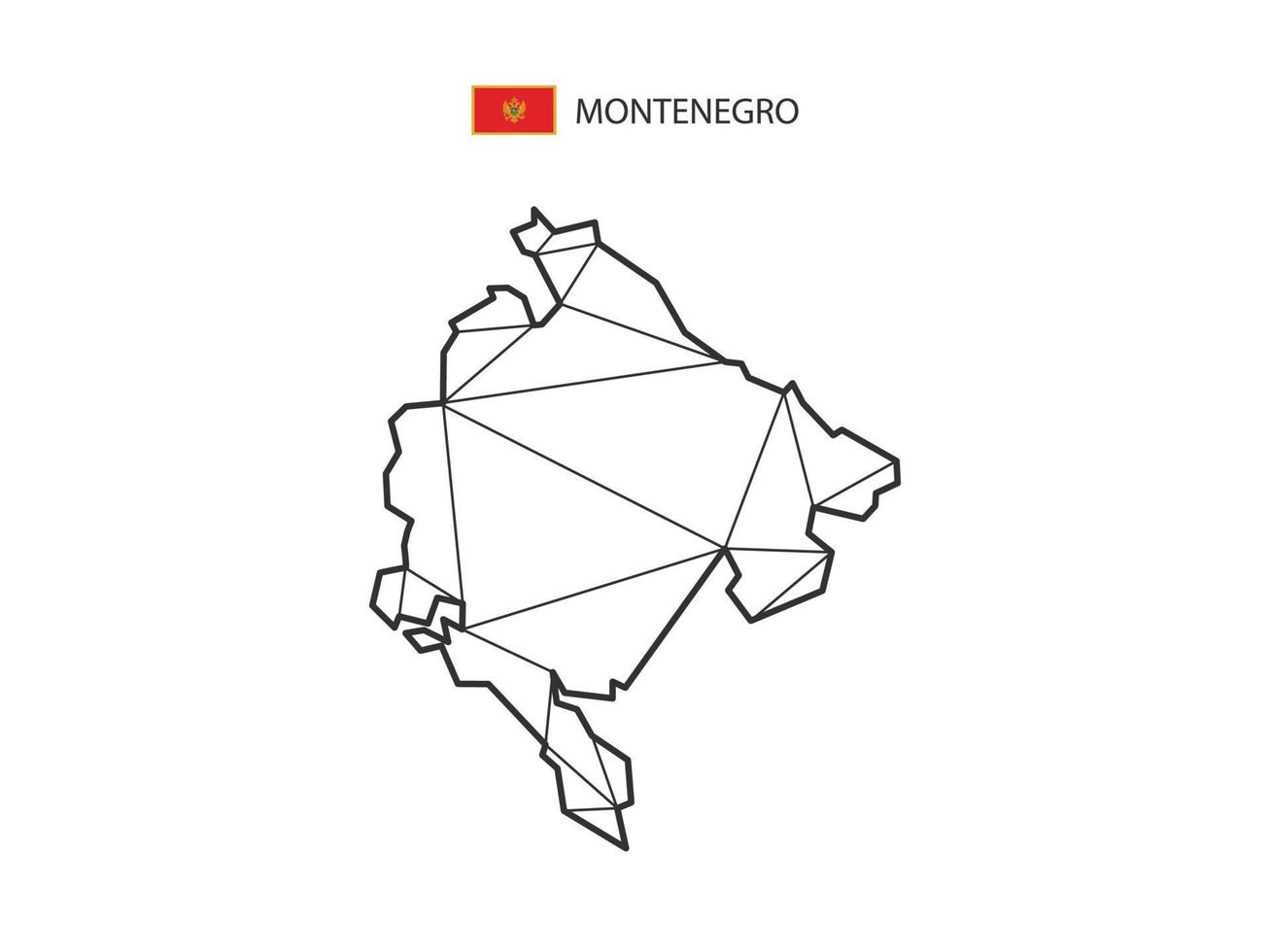 estilo de mapa de triângulos de mosaico de montenegro isolado em um fundo branco. design abstrato para vetor. vetor