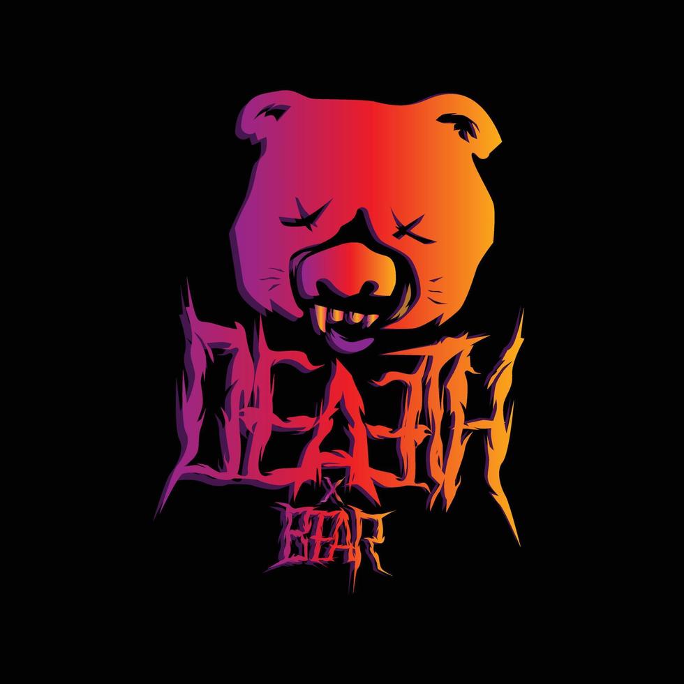 ilustração de death metal de urso vetor