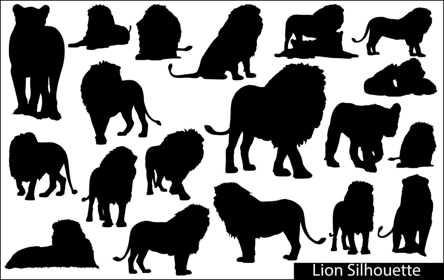 conjunto de silhuetas de leão africano. ilustração vetorial. vetor