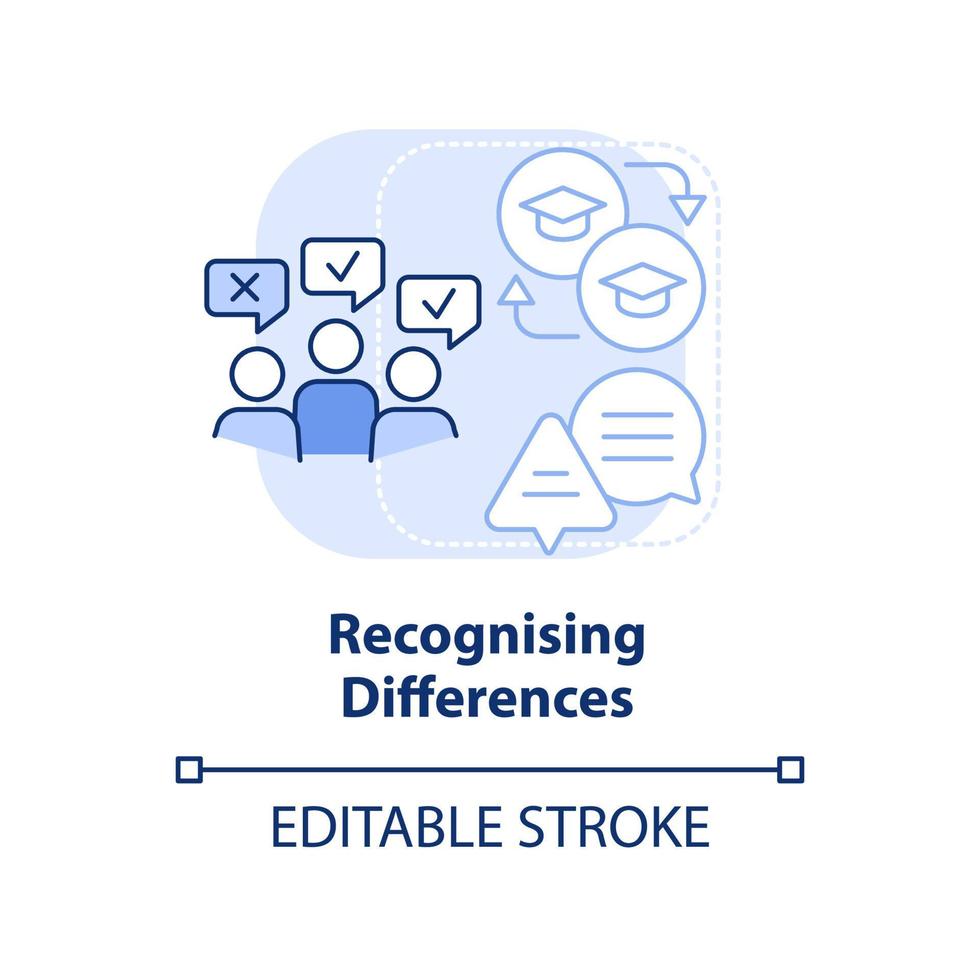 reconhecendo as diferenças ícone do conceito azul claro vetor