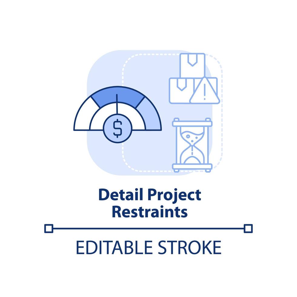 detalhar as restrições do projeto ícone azul claro do conceito vetor