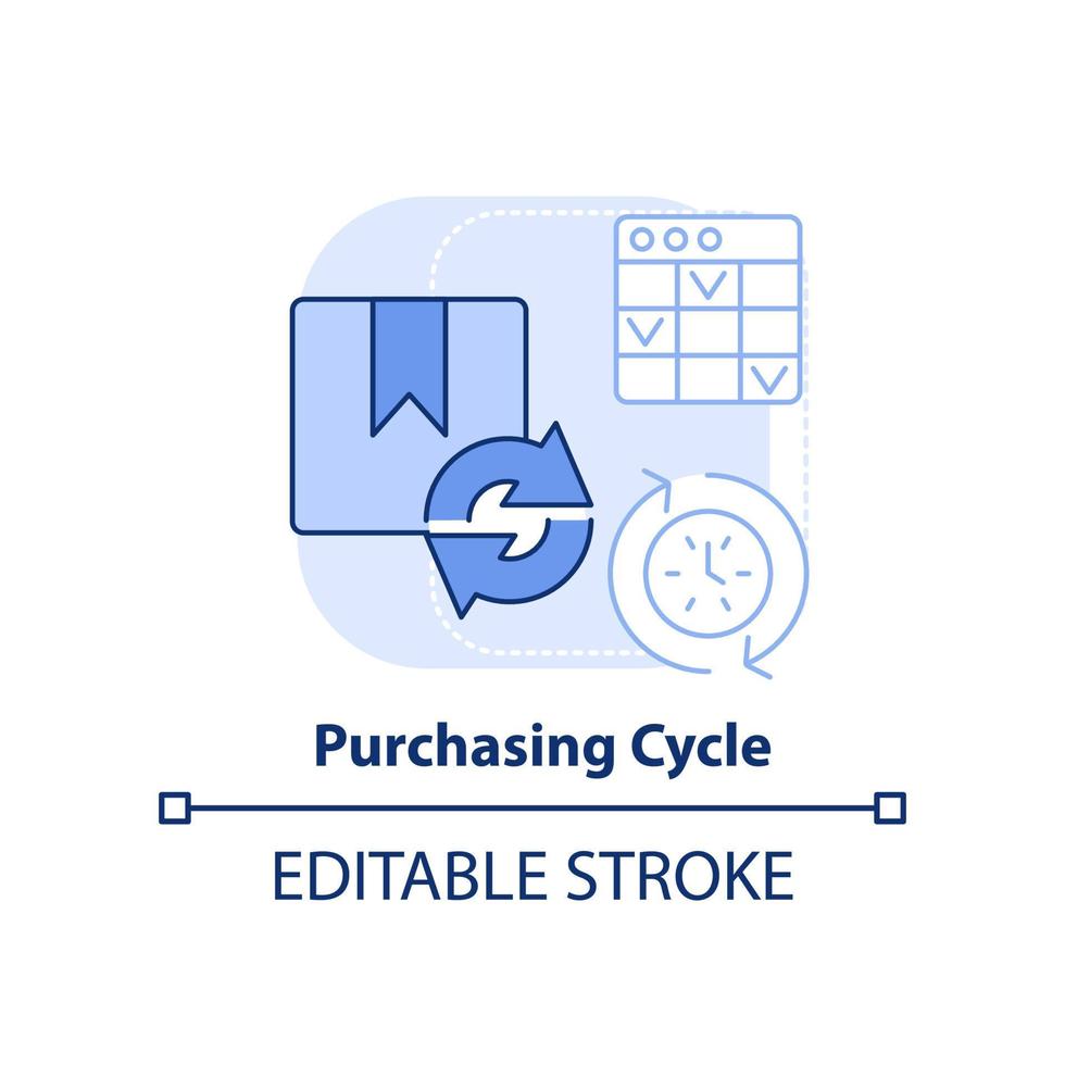 ícone do conceito azul claro do ciclo de compras vetor