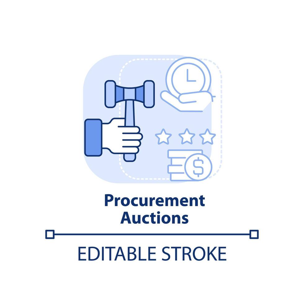 leilões de aquisição ícone de conceito azul claro vetor