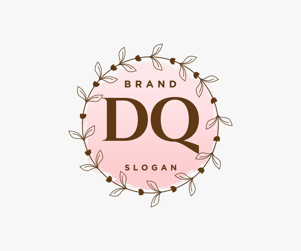 logotipo feminino dq inicial. utilizável para logotipos de natureza, salão, spa, cosméticos e beleza. elemento de modelo de design de logotipo de vetor plana.