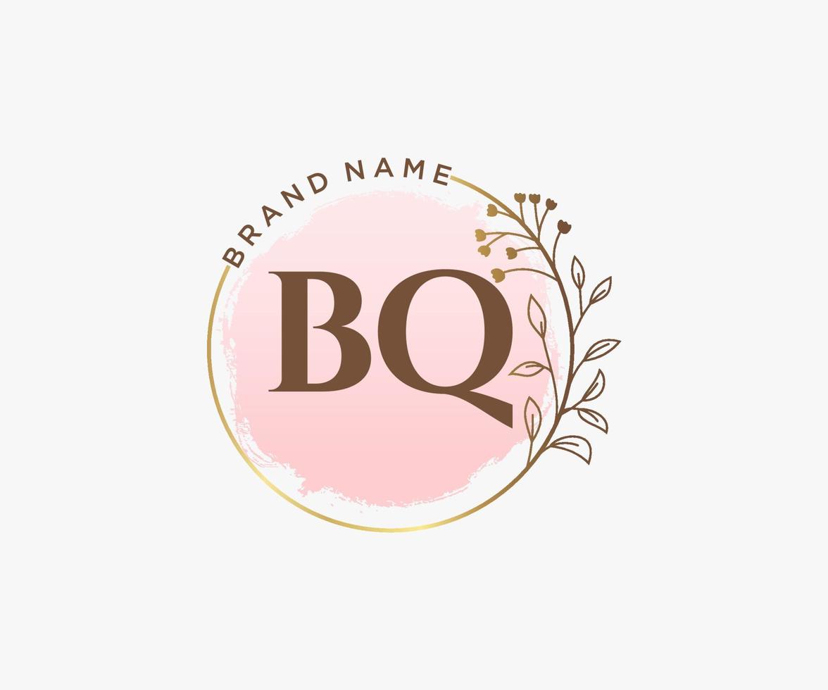logotipo feminino bq inicial. utilizável para logotipos de natureza, salão, spa, cosméticos e beleza. elemento de modelo de design de logotipo de vetor plana.
