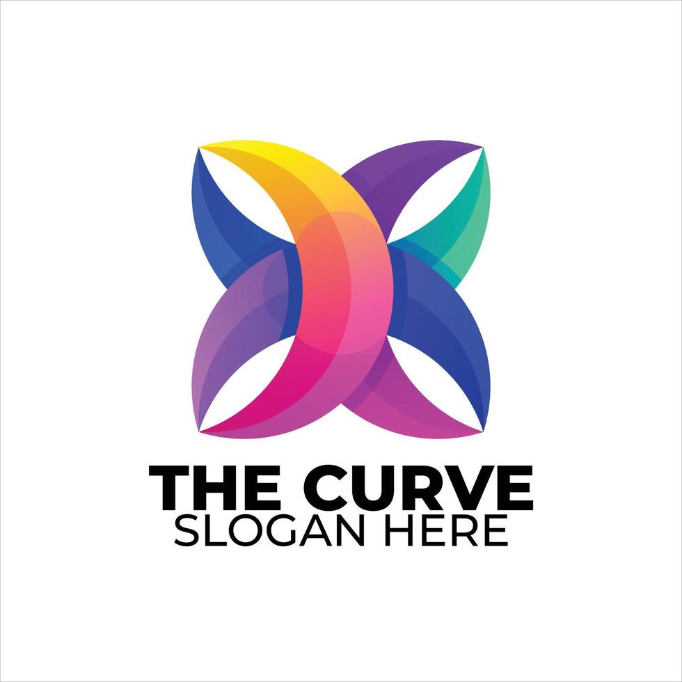 curva logotipo colorido estilo gradiente vetor