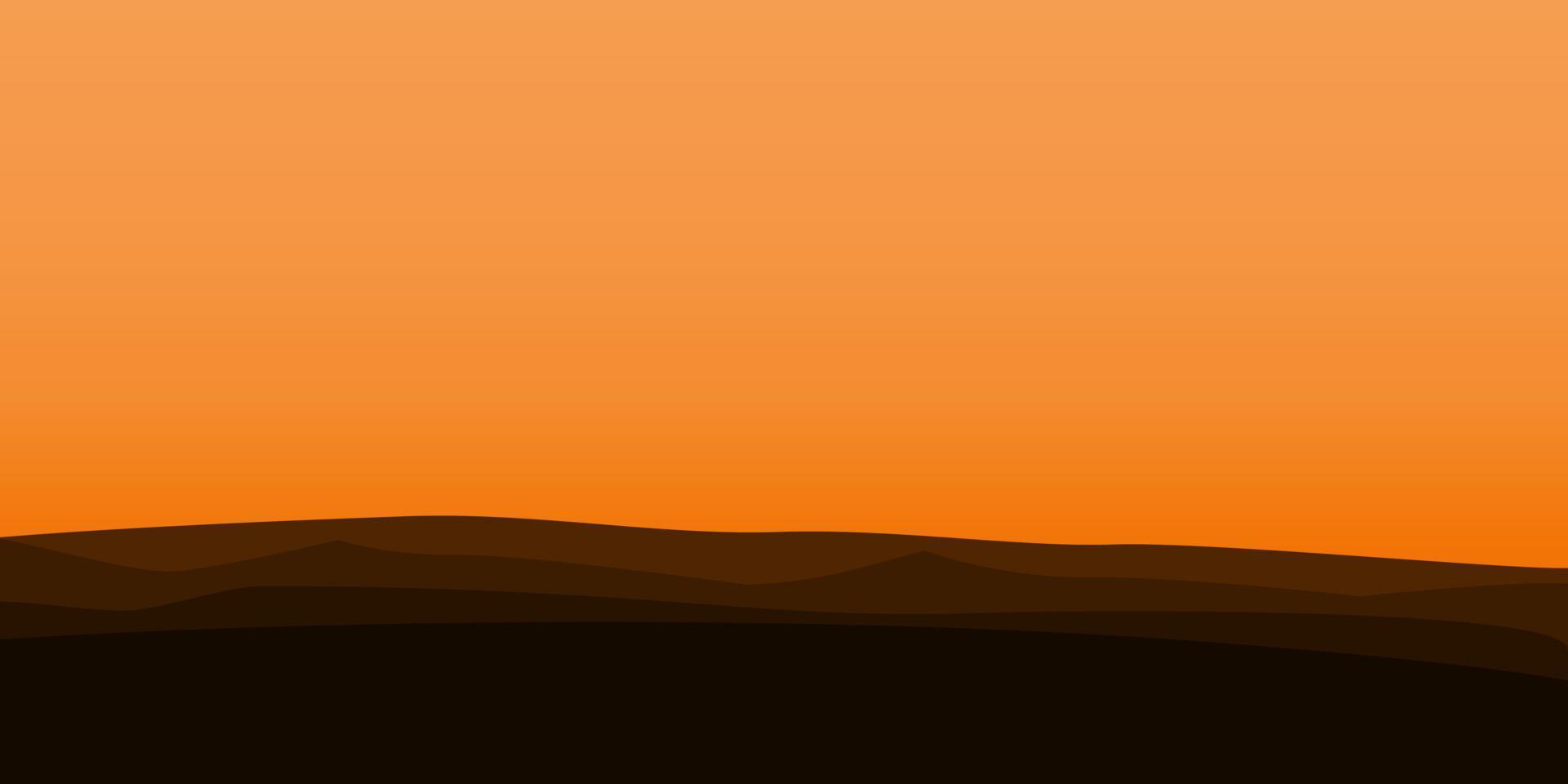 vistas de silhueta da montanha com fundo pôr do sol vetor