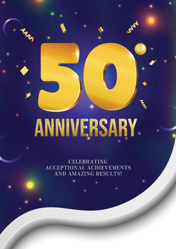 design de cartaz de panfleto de comemoração de aniversário 50 anos vetor