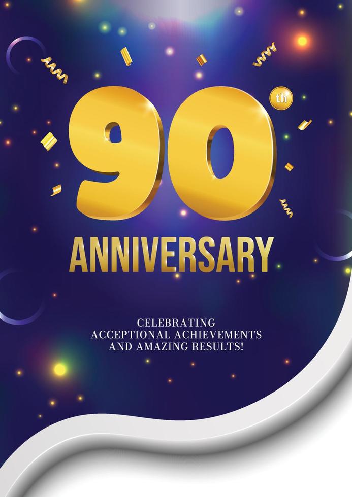 design de cartaz de panfleto de comemoração de aniversário 90 anos vetor
