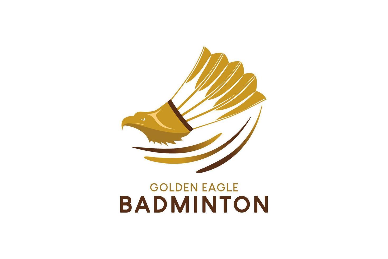 design de logotipo de badminton com uma peteca de pena combinada com uma cabeça de águia vetor