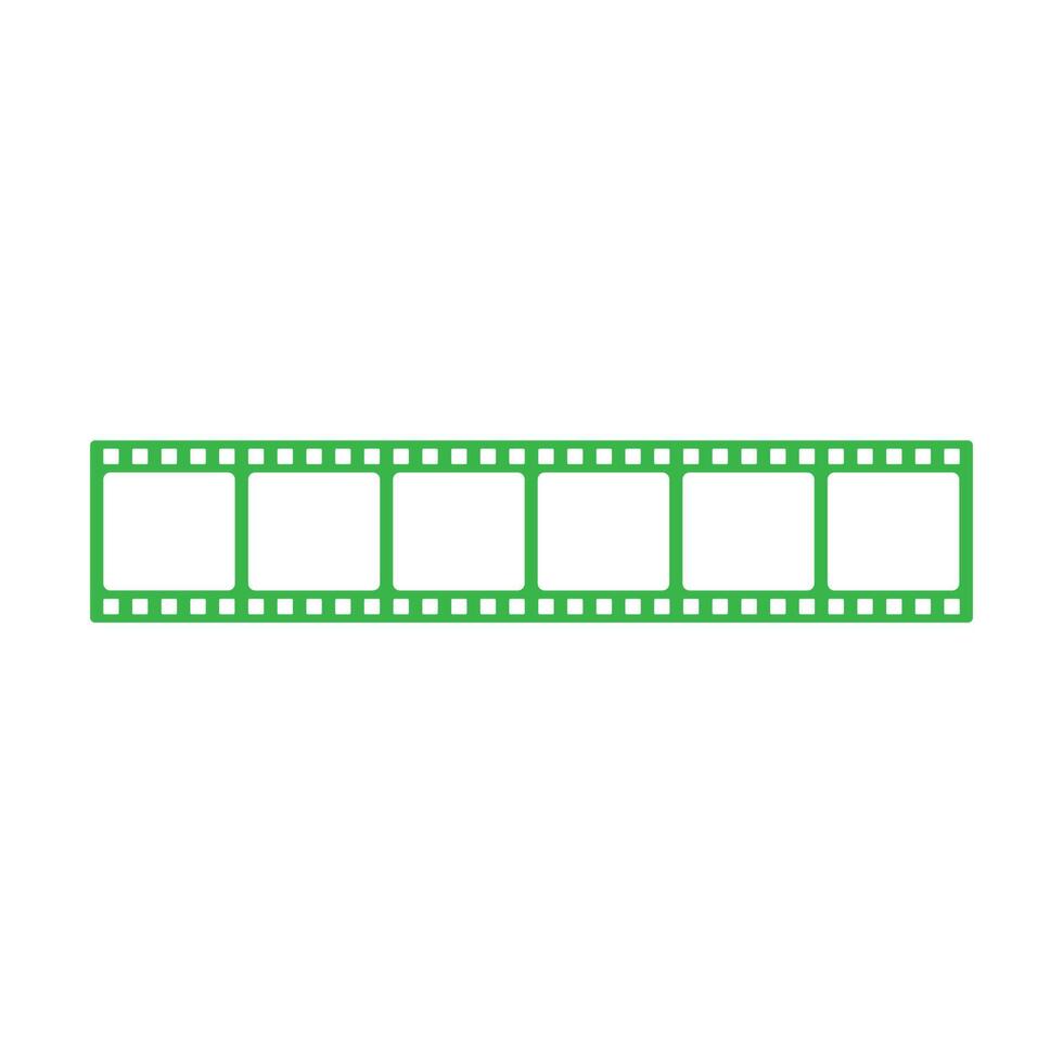 eps10 rolo de tira de filme de vetor verde ícone de quadro de slide em branco de 35 mm isolado no fundo branco. símbolo de fotografia de quadro em um estilo moderno simples e moderno para o design do seu site e logotipo