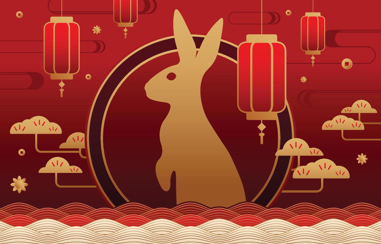 fundo de modelo genérico do ano novo chinês com tema de coelho d'água vetor