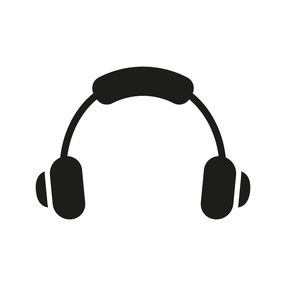 fone de ouvido para ouvir música, áudio, pictograma de glifo de podcast. ícone de silhueta de fone de ouvido. fone de ouvido dj, símbolo de som de volume. sinal de telefone de cabeça. ilustração vetorial isolada. vetor