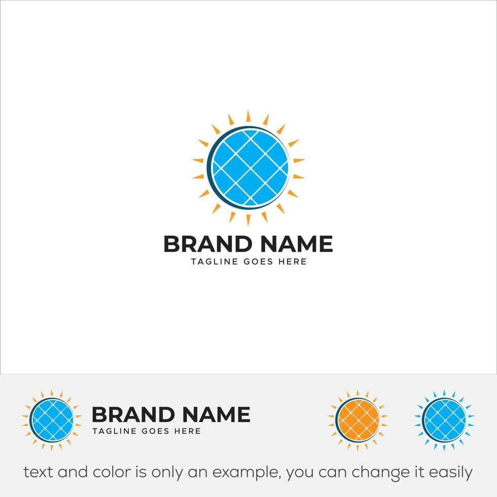 modelo de vetor de logotipo solar da natureza, conceito criativo de design de logotipo de energia solar