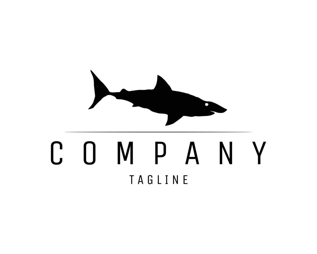 logotipo vetorial no qual uma imagem abstrata de uma silhueta de tubarão isolada em um fundo branco parece elegante e moderna, adequada para distintivo, emblema, empresa, marca, negócios. disponível no eps 10. vetor