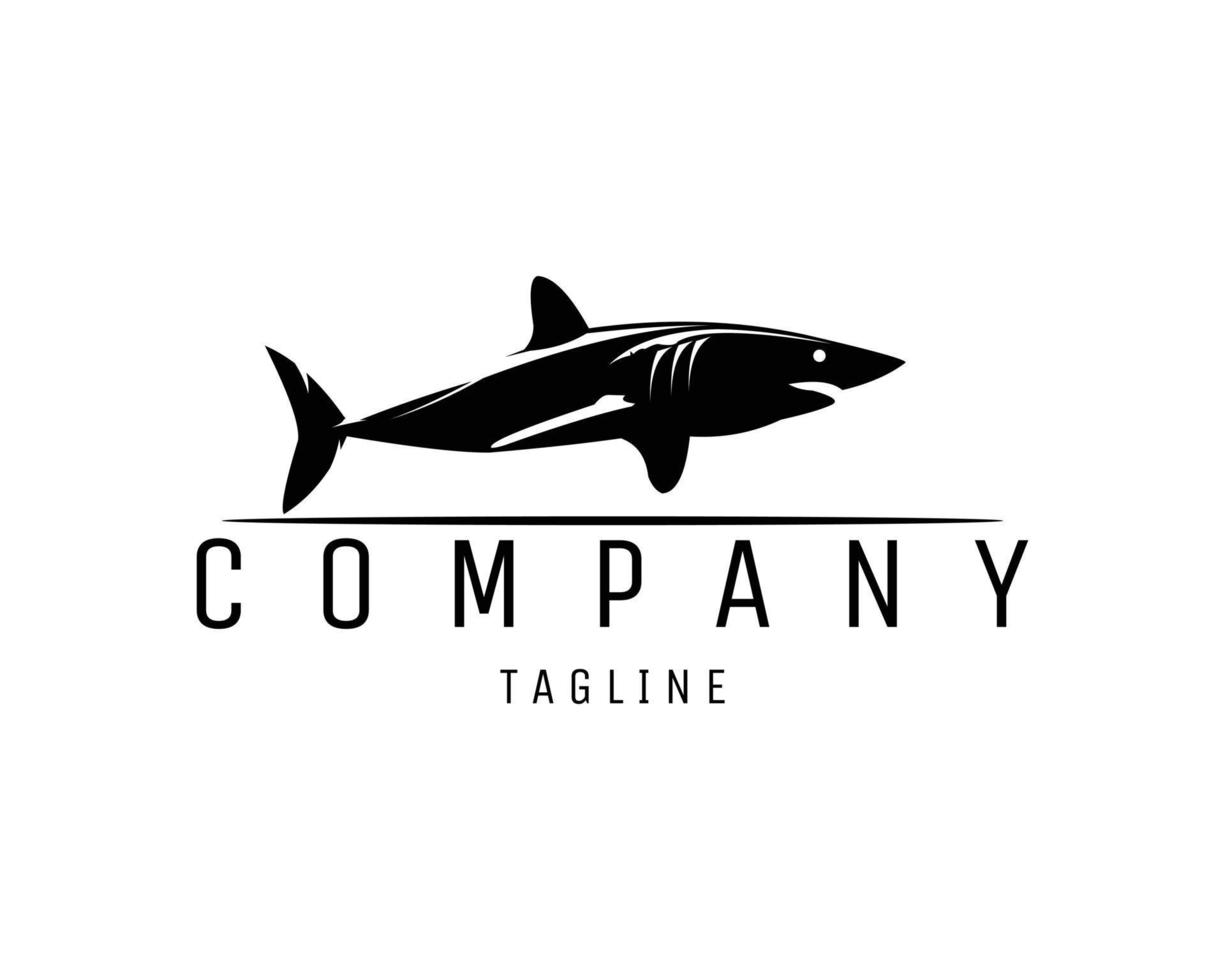 logotipo vetorial no qual uma imagem abstrata de uma silhueta de tubarão isolada em um fundo branco parece elegante e moderna, adequada para distintivo, emblema, empresa, marca, negócios. disponível no eps 10. vetor