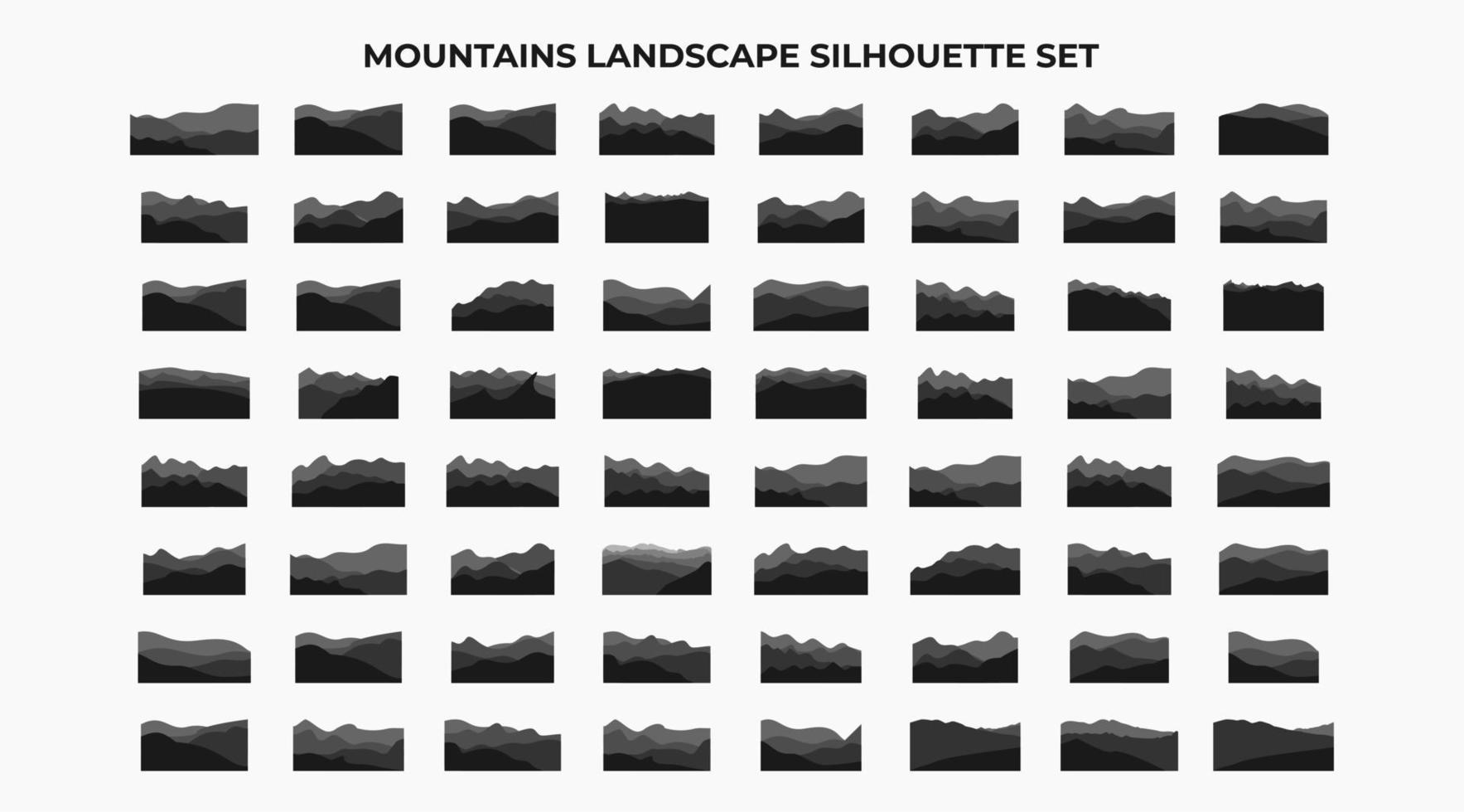 conjunto de silhueta de paisagem de montanhas. coleção abstrata de fundo de fronteira de alta montanha vetor