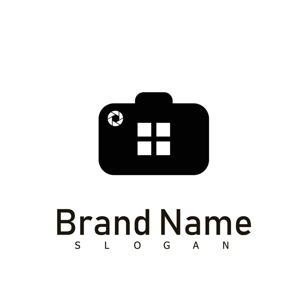 símbolo de design de logotipo de estúdio de câmera fotográfica vetor