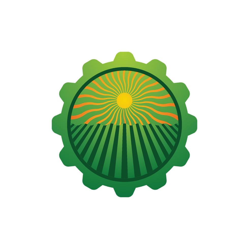 logotipo de fazenda e plantação com energia solar vetor