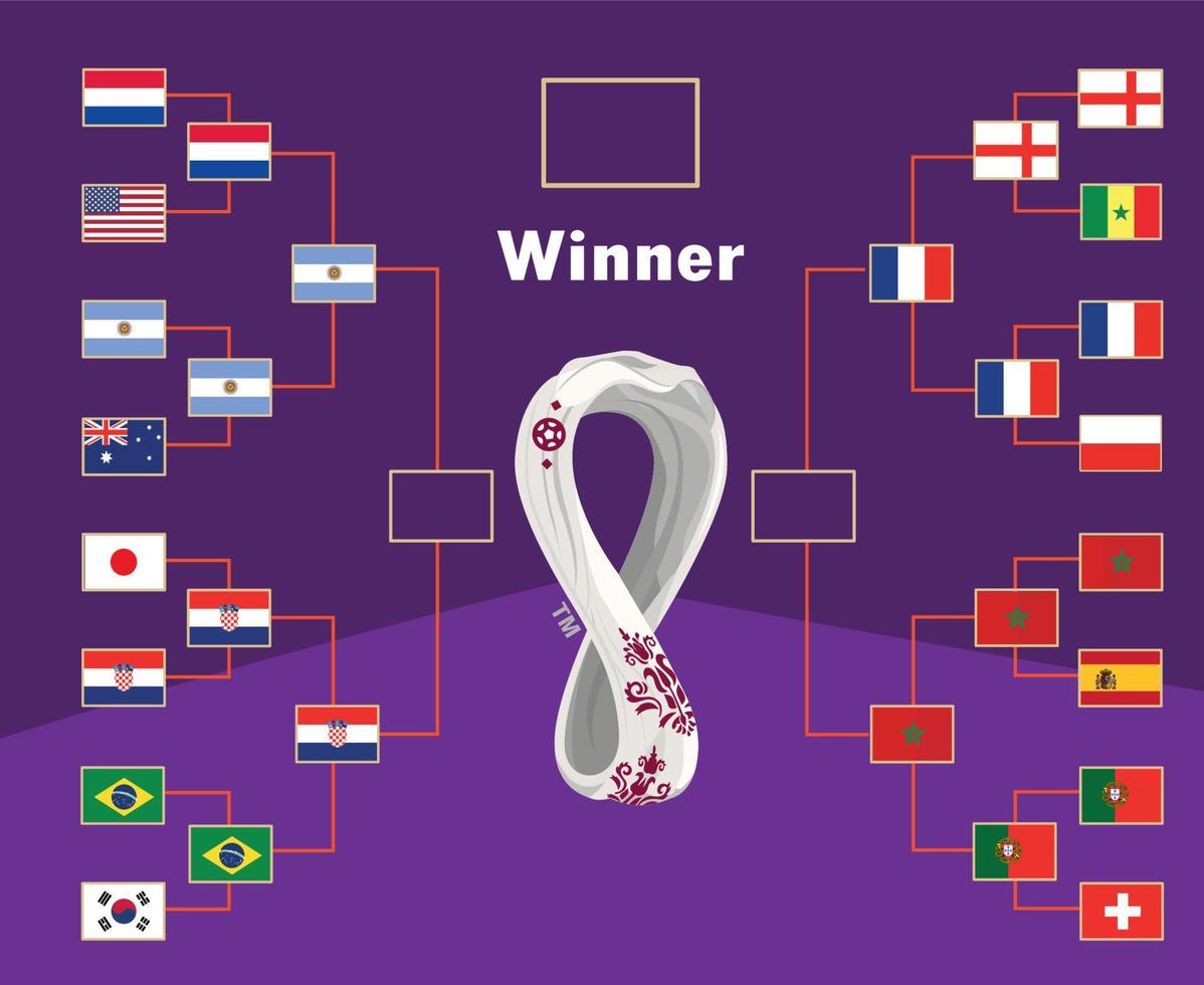 emblema da bandeira dos países do futebol semifinal com design de símbolo do logotipo da copa do mundo ilustração das equipes dos países do vetor da final do futebol