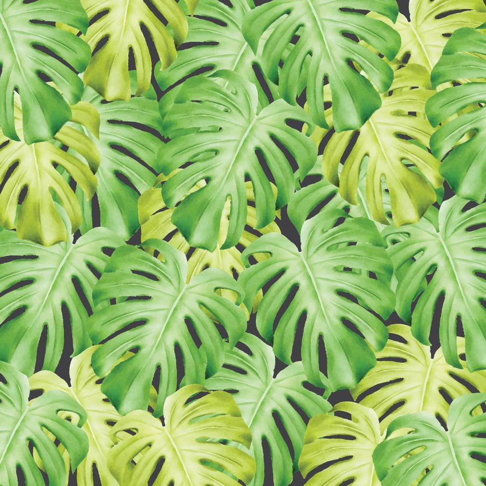 aquarela de folha tropical sem costura padrão vetor