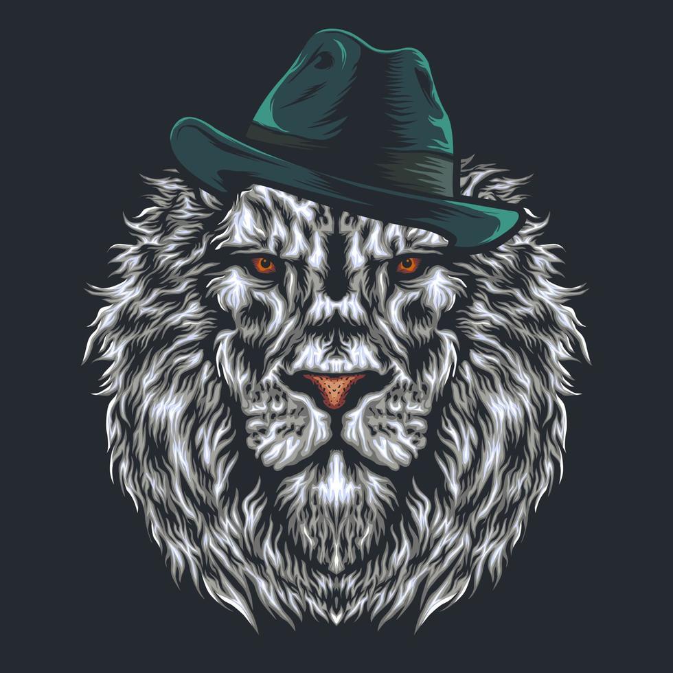 design de logotipo de ilustração de leão gangster vetor