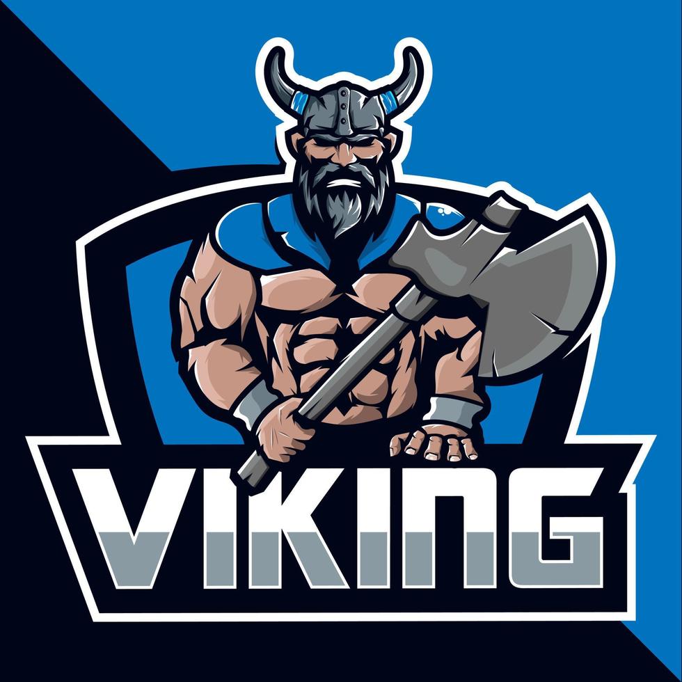 design do logotipo do mascote viking esport vetor