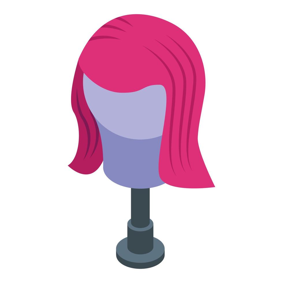 ícone de peruca rosa, estilo isométrico vetor